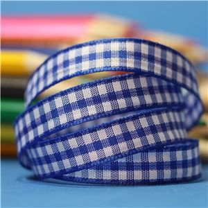10mm Gingham Ribbon - Royal